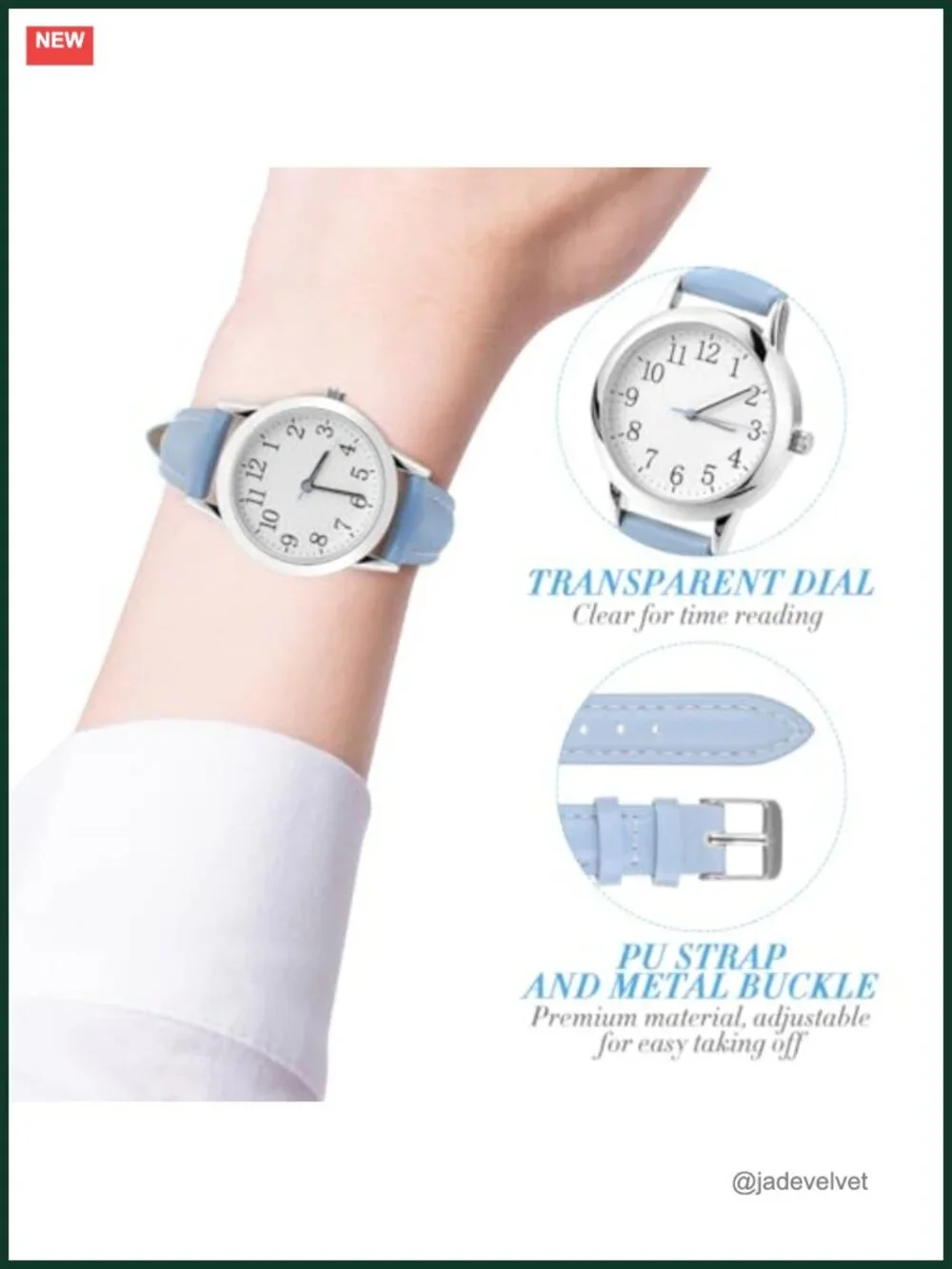 Women's Waterproof Analog Quartz Watch with PU Leather Band Round Dial